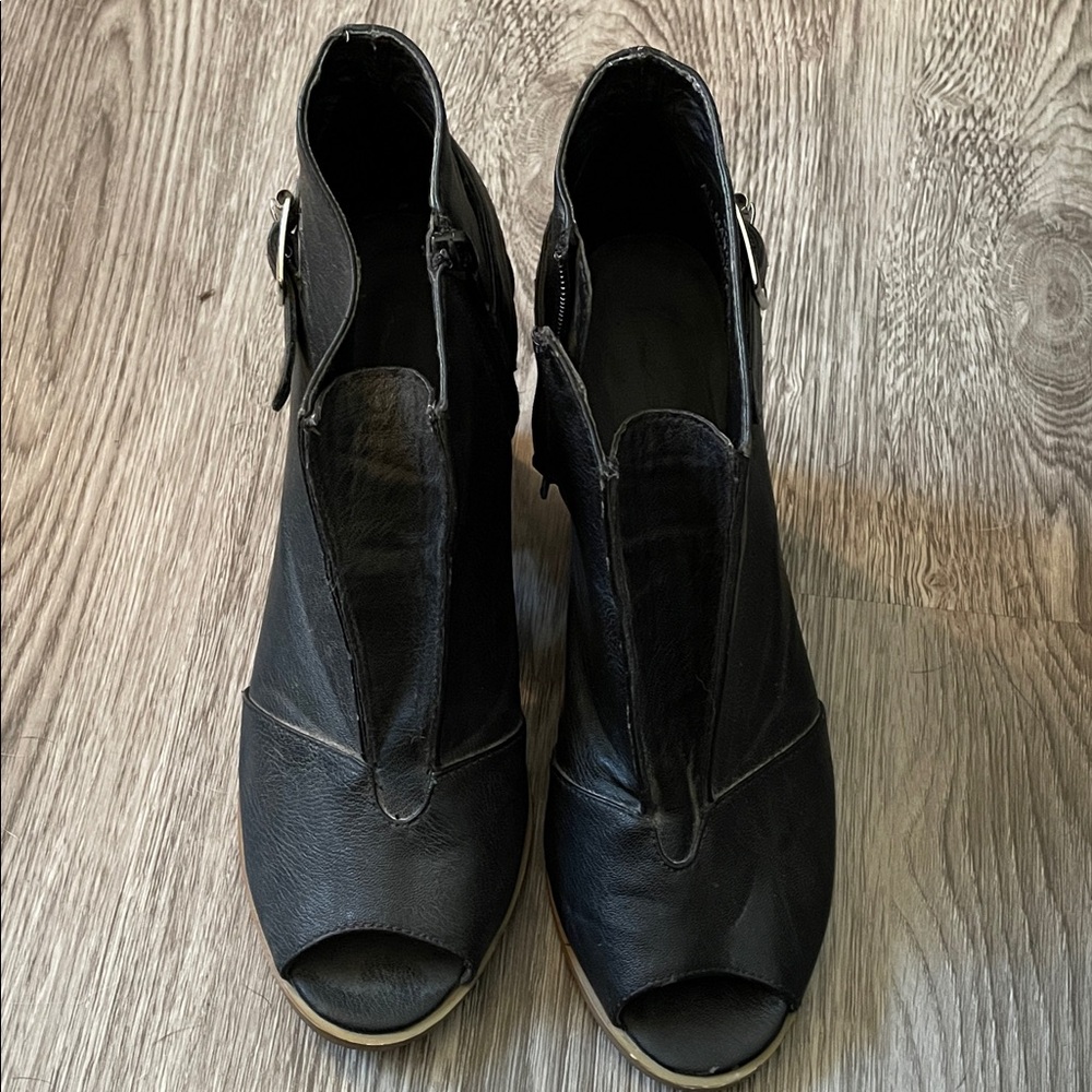 Elegant Black Peep-Toe Ankle Boots